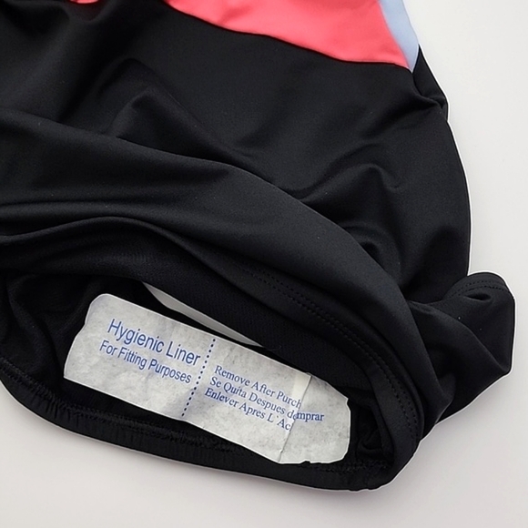 NIKE Women's Asymmetrical Swimsuit Colorblock Coral Pink Lavender Black Sz Small - Picture 8 of 16
